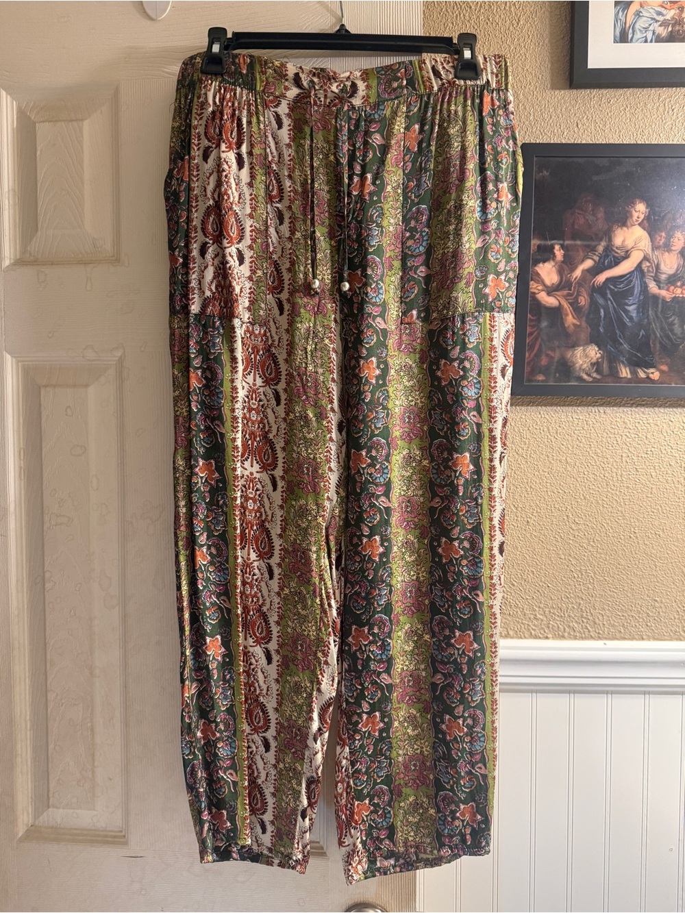 Zara Bohemian Floral Paisley Cropped - Green Multi